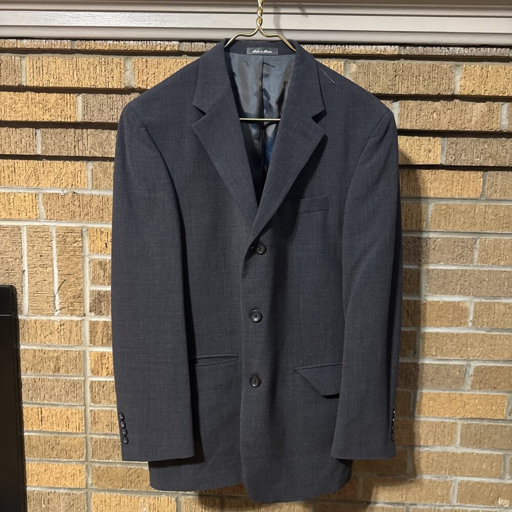 Oscar de La Renta Men's Wool 3-Button Blazer Jacket Size 40R Gray Professional